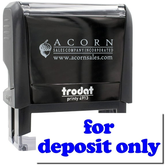 Large Self-Inking Lowercase For Deposit Only Stamp, Trodat Printy 4913, Press and Print Stamping, Impression Size 7/8" x 2-1/4", Up to 10,000 Impressions - Blue Ink