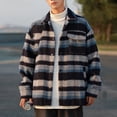 thumbnail image 3 of LEBONYARD Coats for Men Big and Tall,Fashionable Men's Stripe Long Sleeve Hoodless Casual Outwear Jackets Blue XL, 3 of 3