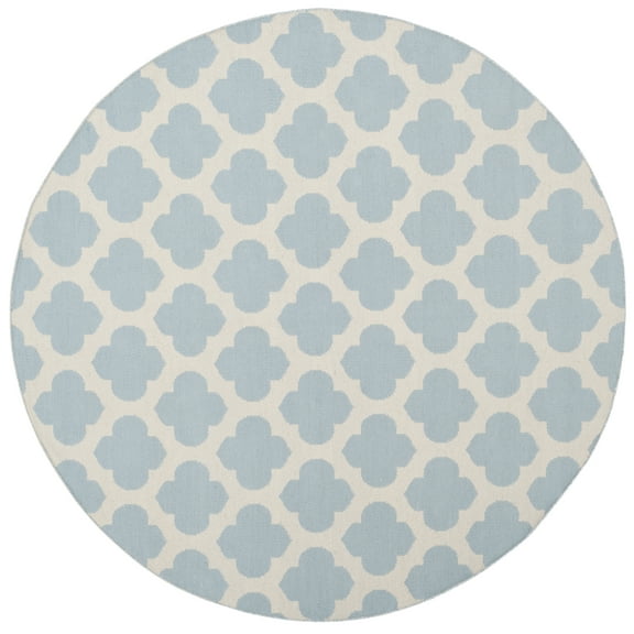 SAFAVIEH Montauk Proinsias Geometric Cotton Area Rug, Light Blue/Ivory, 6' x 6' Round