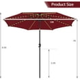 thumbnail image 2 of SSyao 10 FT Solar Patio Umbrella with 112 LED Light, Outdoor Umbrella with Tilt Adjustment, Crank System, 8 Metal Ribs & Vented Top, Deck Table Market Umbrella for Garden Pool Deck Yard,Wine, 2 of 10