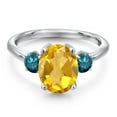 thumbnail image 3 of Gem Stone King 2.94 Ct Oval Yellow Citrine Blue Diamond 925 Sterling Silver Ring, 3 of 6