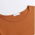 thumbnail image 5 of Fanxing Brown Casual V Neck Short Sleeve Blouses Ruched Waist Shirt Vacation Clothes, 5 of 7