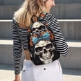 thumbnail image 5 of Lsque Bow Flower Skull Pattern Canvas Daypack, Durable Backpack, High-quality Versatile Backpack,Vintage Compact Backpack-Small, 5 of 6