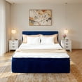 thumbnail image 3 of Ovios Boneless Beds Furniture, Queen Bed Frame with Mattress and Headboard Set, 16.7" Plush Corduroy Cloud Bed, Medium Firm, No Assembly, Blue, 3 of 13