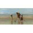 thumbnail image 2 of Israels, Jozef 24x14 Gold Ornate Wood Framed with Double Matting Museum Art Print Titled - Children of the Sea-1872, 2 of 4
