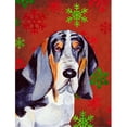 thumbnail image 1 of Carolines Treasures LH9327CHF 28 x 40 Po. Basset Hound Flocons de Neige Rouges et Verts Drapeau de Noël en Toile - Taille Maison, 1 of 4