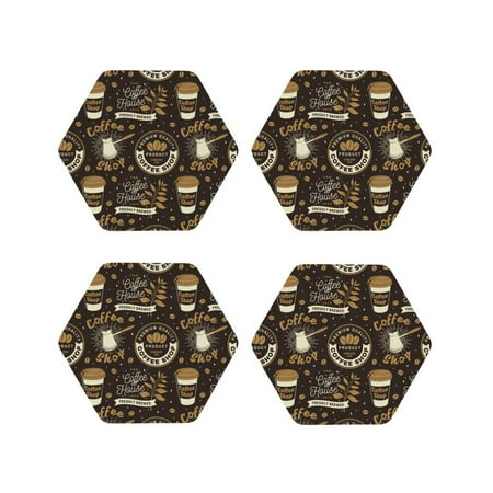 

Tideii coffee shop house for Leather Coasters 4 Pieces Anti-fouling and Anti-scalding Decorative Coasters Suitable for Restaurants Kitchens Coffee Shops-Hexagon