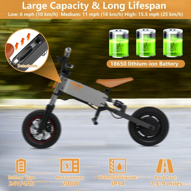 iYofe 24V Electric Bike for Kids 6 13 Years Old 200W Electric Balance Bike with APP Connection Adjustable Seat Disc Brake E Brake Dual Shock Absorption System 12 Tire Electric Dirt Bike Gray Walmart B...