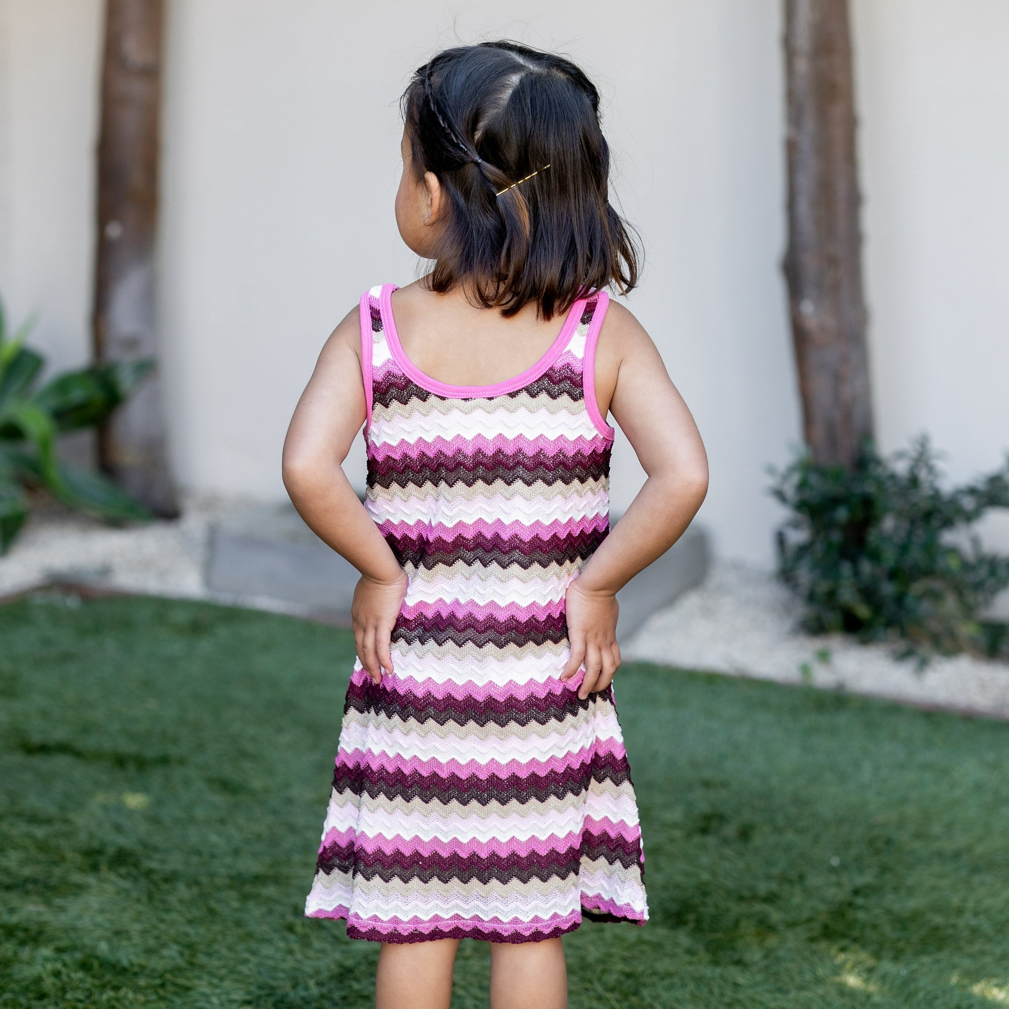 Barbie Girls Dresses Hot Pink Striped Letter Print Sleeveless A Line Sundress Sizes 8-9 Years