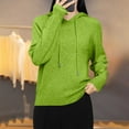 thumbnail image 2 of UTSJKR Women's Knitted Hoodies Casual Long Sleeve Drawstring Knit Textured Sweaters 2026 Fashion Solid Color Dressy Pullovers Mint Green M, 2 of 7