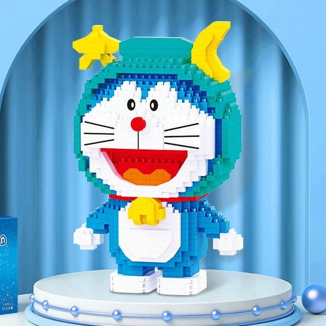 Bloques de construcción de micropartículas de dibujos animados Doraemon Nobita, juguete de montaje para niños, figura de Anime, regalo para niños, lindo