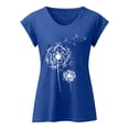 thumbnail image 5 of Baberdicy Women's T-Shirts Womens Casual Cap Sleeve T Shirts Basic Summer Tops V Neck Loose Blouse Womens Tops Blue, 5 of 5