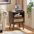 thumbnail image 4 of LEYAOYAO Rattan Nightstand, Modern Wicker Bedside Table with 1 Drawer & Tapered Legs, Boho Tea Color for Small Spaces, Walnut, 4 of 7