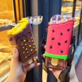 thumbnail image 2 of Botella de agua de helado de Donut con pajita, taza de sandía cuadrada creativa, botella de tritán portátil a prueba de fugas, sin BPA, novedad de verano, 2 of 4