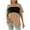 Khaki, variant on Womens T-Shirts Color Block Crewneck Strip Short Sleeve Split Knit Casual Loose T-Shirts Black S