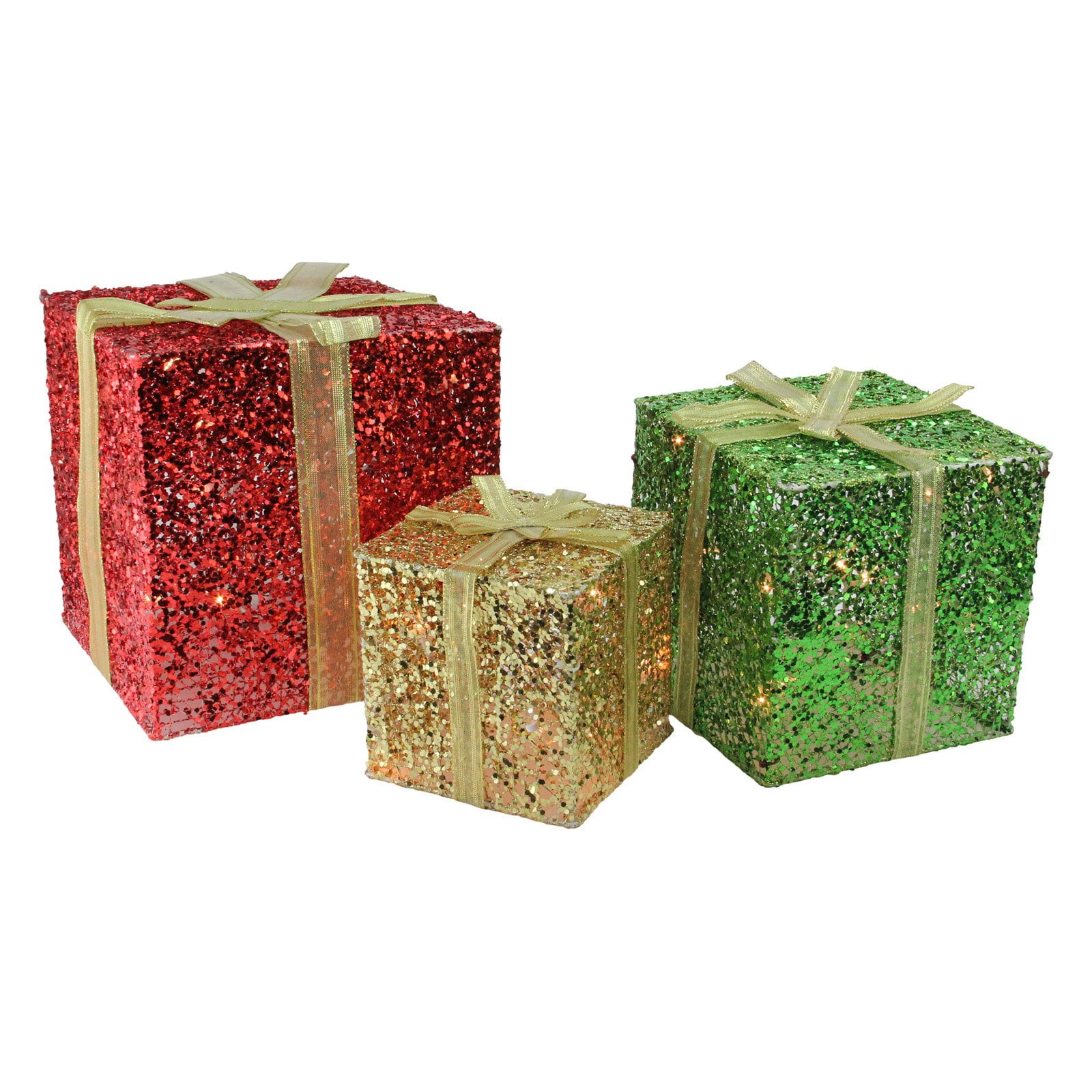 Northlight Glittering Gift Box Christmas Light Display - Set of 3 ...