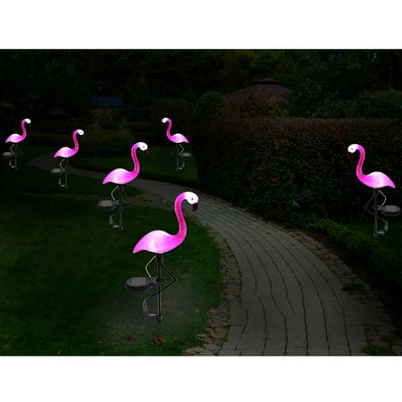 0.3W Solar Powered Energy LED Flamingo Design Lawn Lamp Outdoor Light IP55 Water Resistance Built-in 300mAh High Capacity Rechargeable Battery for Patio Garden Yard