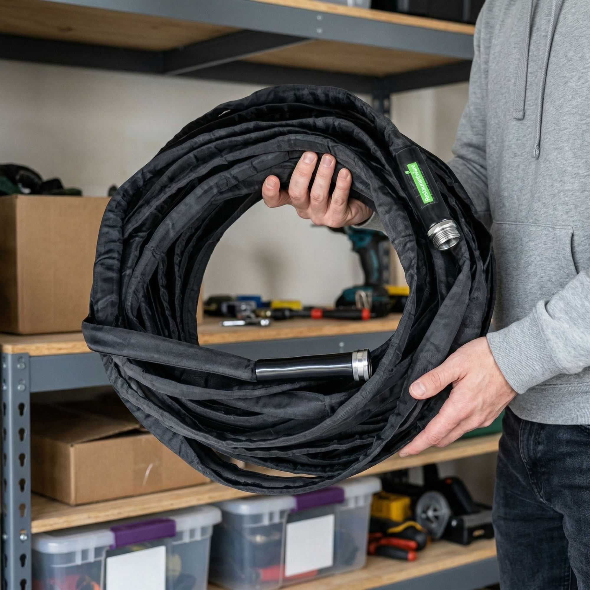 Handy Tek Black Fabric Garden Hose - Lightweight, Kink-Free, Flexible - 100' - 1 count box