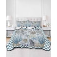 thumbnail image 3 of Blue Beach Coastal Twin Size Down Alternative Comforter, Lightweight Comforter Quilt Bedding Set with Pillow Shams Nautical Seaside Coral Starfish All Seasons Bed Comforter Duvet Insert 68"x86", 3 of 7