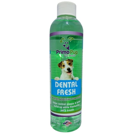 DENTAL FRESH Oral Care for Dogs - Primo Pup Vet Health - All Dog Formula with Natural Peppermint Oil - Reduces Plaque and Tartar Build-up, Freshens Breath, Reduces Bad Bacteria in Mouth - 8 fl (Best Oral Probiotics For Bad Breath)