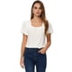 thumbnail image 1 of Blusa informal con fruncido para mujer, cuello cuadrado, volantes, manga acampanada, parte superior suelta blanco XL, 1 of 6