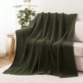thumbnail image 5 of Battilo Olive Green Waffle Throw Blanket for Couch,Decorative Chenille Blanket for Home Decor,50"x60", 5 of 9