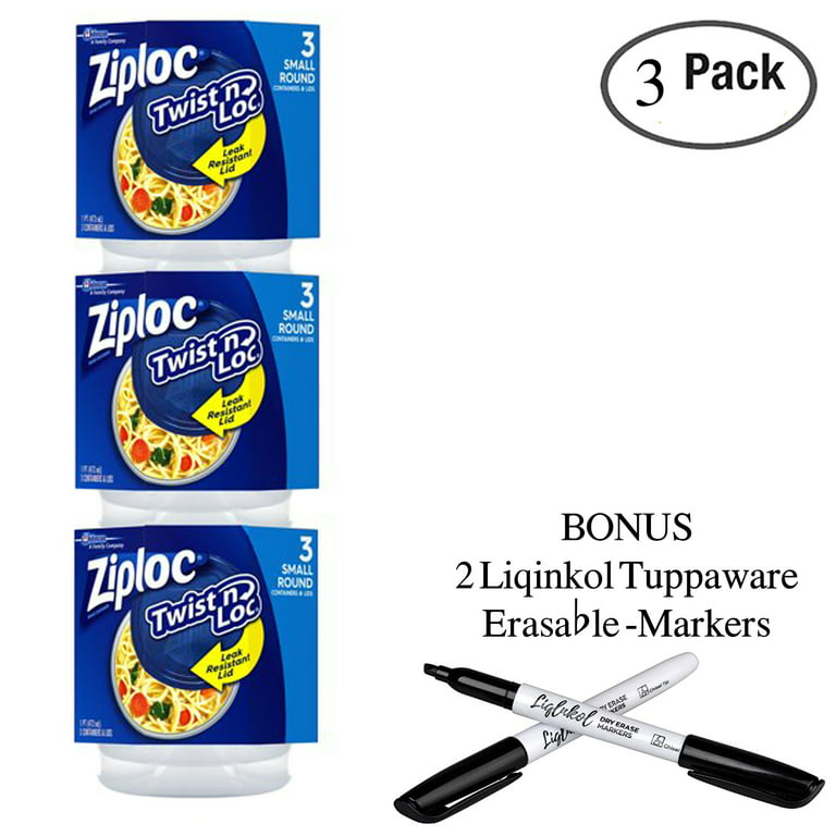 Ziploc Twist 'N Loc 16 oz Plastic Container 3 Pack- with 2 Bonus