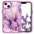 thumbnail image 2 of SaniMore for iPhone 14 (6.1" 2022 Release) Case, Fashion Marble Pattern for Girls Women Shockproof Bumper Wireless Charging Hybird PC TPU Tri-layer Anti-drop Shell, Purple Marble, 2 of 7