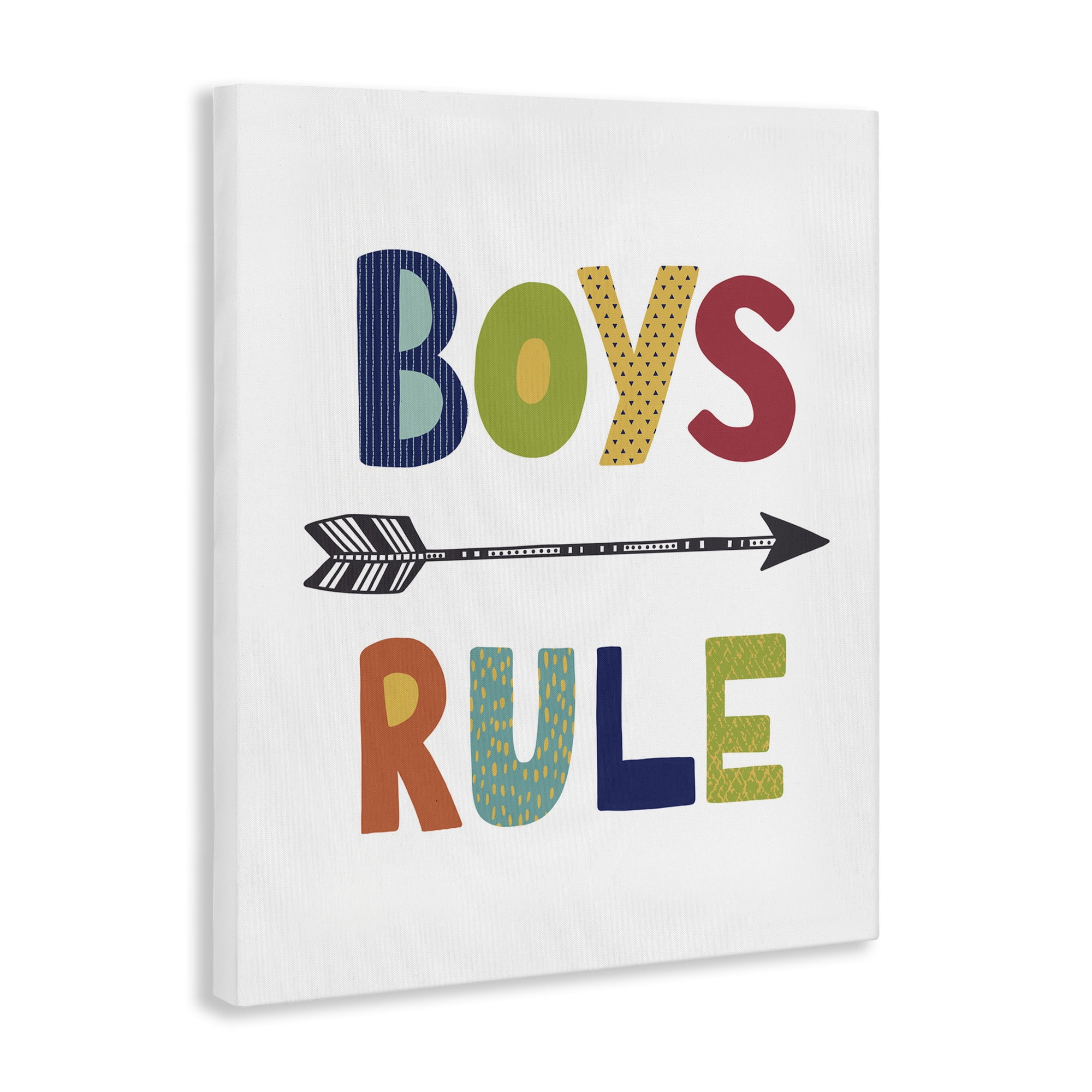 Stupell Industries Boys Rule with Arrow Typography Painting Gallery Wrapped Canvas Art Print Wall Art, 24 x 30