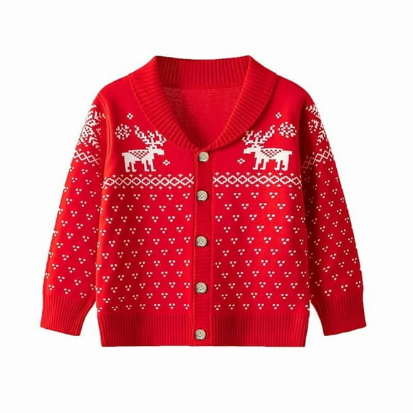 TBWNWG Christmas Pjs,European Style Boys Reindeer Knitted Sweater Coat For Autumn Winter Seasonal Wear,Size 4-5 Years