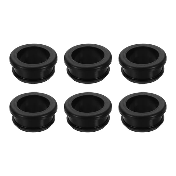 6 Pack Rubber Grommets Fit 0.98" (25mm) Hole Dia.0.59" (15mm) H 0.31"(8mm) ID Hole Top Hat Grommet Silicone Rubber Hole Plug Gasket, Black