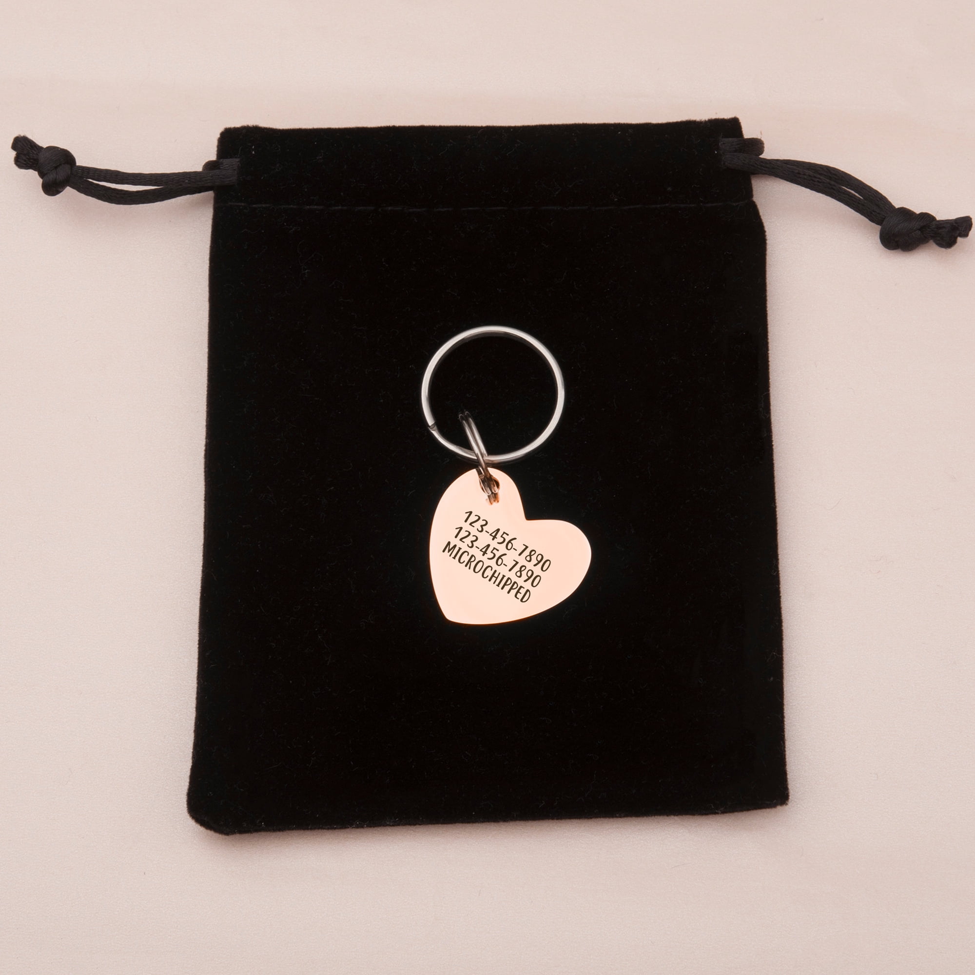 Anavia Stainless Steel & Metal Heart Cute Girl Engraved Dog ID Tag, Rose Gold, M