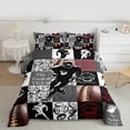 thumbnail image 2 of Feelyou Rugby Athlete Boys Full Size Comforter Sets, Modern Ball Game Bedding Comforter Set, Fashion Patchwork Plaid Reversible Bedding Sets, Luxury Bedroom Decor, 3pcs, 2 of 8