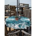 thumbnail image 2 of Outdoor Tablecloth with Umbrella Hole for Patio/Picnic/Party/Camping, Vintage Teal Coastal Waterproof Table Cloth Round Cover Washable, Beach Coral Starfish Modern Abstract (Dia 54"), 2 of 9