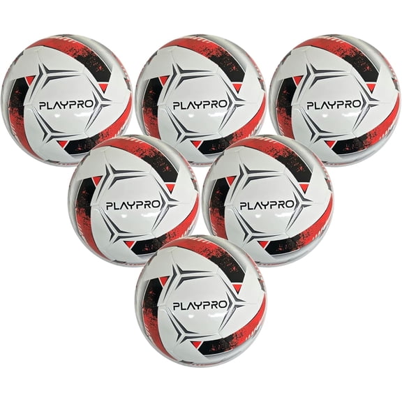 Turbo Soccer Ball - Beautiful Design - Great Quality - Size 2, 3, 4 and 5 for all ages. (WHITE/RED/BLACK, 5 - 6 PACK)