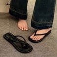thumbnail image 4 of PiGOGI Women's Round Toe Flip Flops Cushioned Footbed Non-Slip Comfortable Beach Sandals Summer Black 5.5, 4 of 7