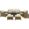 thumbnail image 2 of Crosley Furniture Bradenton Sand/Weathered Brown 6 Piece Outdoor Wicker Sofa Set with Fire Table, 2 of 2
