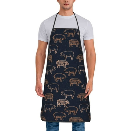 

Lukts Pig Farm Print Unisex Tie-Up Aprons Bibs for Chef Kitchen Grill Beverage Shop