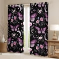 thumbnail image 2 of Homewish Flying Purple Butterflies Blackout Curtains Set of 2 (52x84 Each) for Teens Female Men,Pink Floral Flower Window Curtains,Dreamy Princess Curtains and Drapes,Microfiber Bedroom Decor, 2 of 6