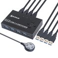 thumbnail image 2 of KCEVE USB 3.0 Switch, USB Switcher Selector 4 Computer Sharing 4 USB Devices Printer, Scanner, Mouse, Keyboard, Compatible with Mac/Windows/Linux, with 4 Pack USB 3.0 Cables, 2 of 3