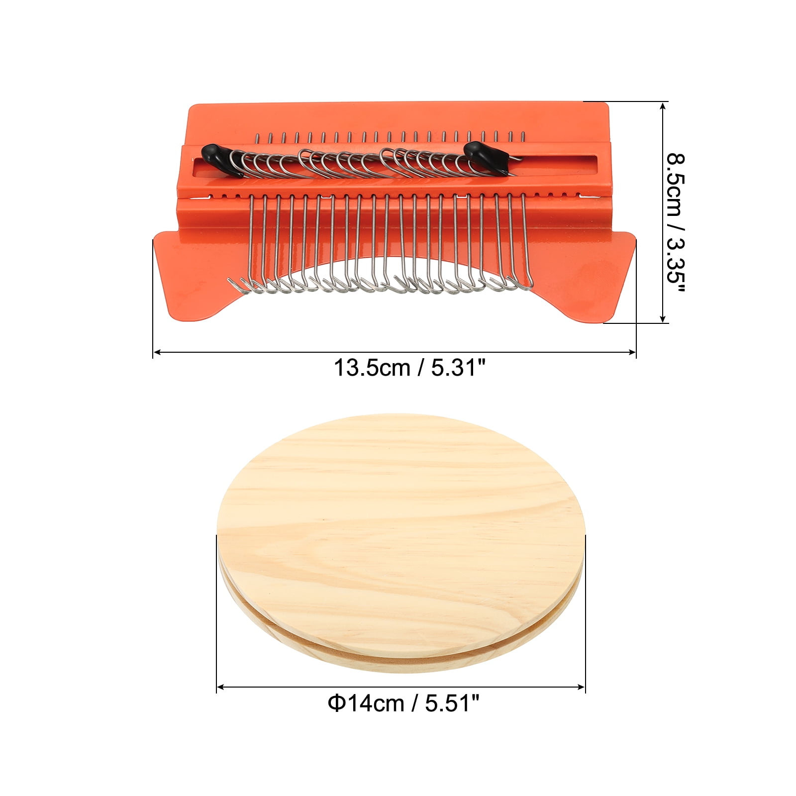 Uxcell 21 Hooks Mini Weaving Machines Kit, Metal Quickly Small Darning Weave Tool with Accessories, Orange Style 2