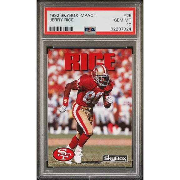 Jerry Rice 1992 Skybox Impact Football Card #25 Graded PSA 10