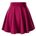 thumbnail image 4 of FRSASU Women's Basic Versatile Stretchy Flared High Waist Solid Casual Mini Skater Skirt Wine 12(XXL), 4 of 4
