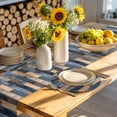 thumbnail image 4 of Navy Blue Brown Wood Round 13 Inch Placemats Set of 6, Farmhouse Vintage Wooden HeatResistant Non Slip Place Mats for Dining Table, Wipeable Braided Kitchen Table Mats for Housewarming, 4 of 9