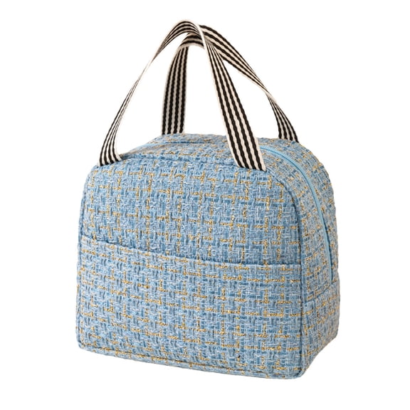JHyouerji Large Capacity Insulated Lunch Cooler,Blue Waterproof Oxford Carry Handbag 9x8x6 Inch for Travel Park Office Picnic Food Organizer