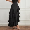 thumbnail image 2 of POIUYTR Women Summer Flounce Skirts Casual High Waist Tiered A-Line Long Skirts Trendy Solid Color Skirt, 2 of 6