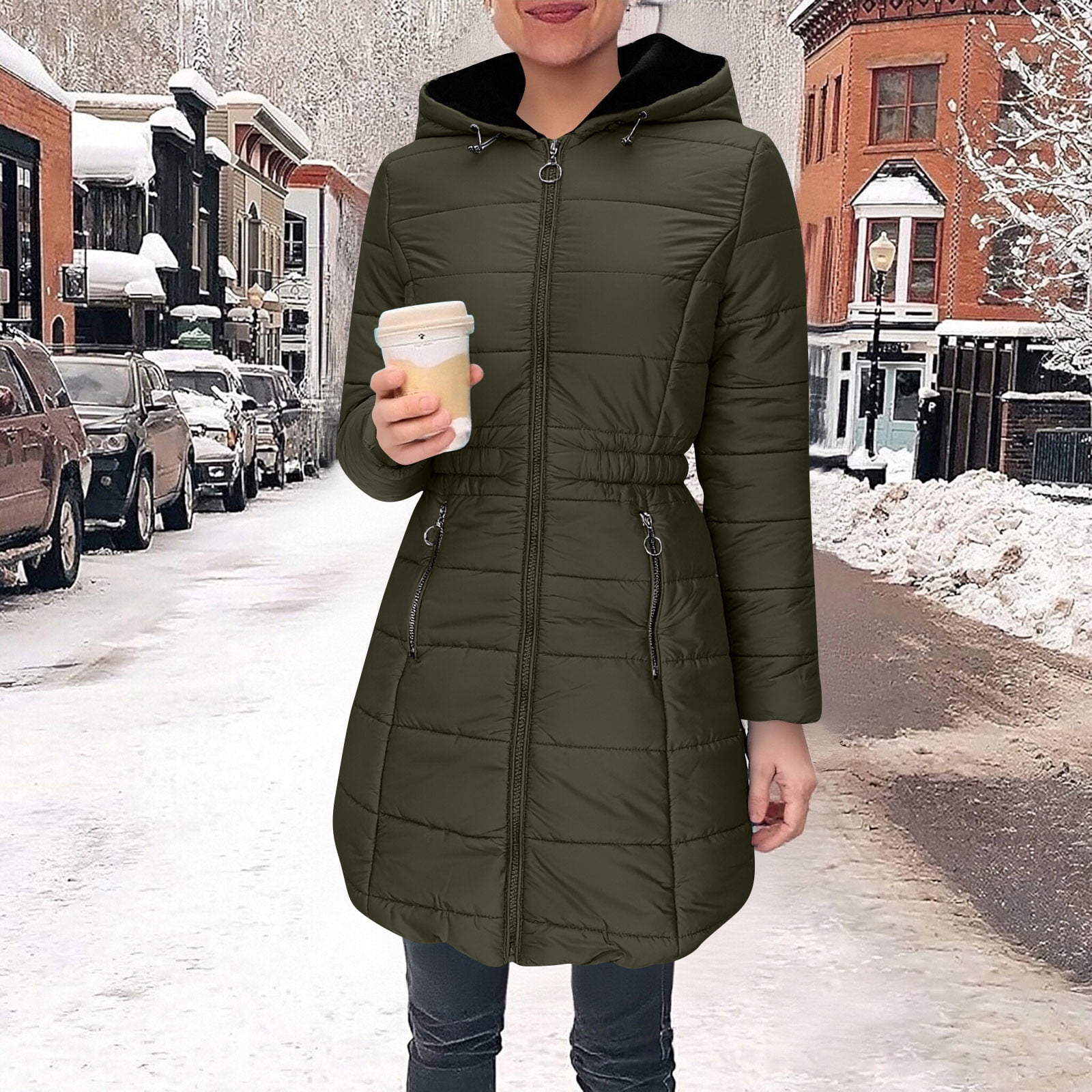 JGGSPWM Quilted Jackets for Women Long Thicken Puffer Jacket