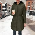 thumbnail image 4 of Zedker Winter Women's Long Sleeve Zipper Casual Hooded Padded Jackets with Pockets, Comfy Thicken Thermal Outerwears with Elastic Waist,Army Green,L, 4 of 9
