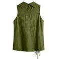 thumbnail image 4 of VBVC Women's Cotton Linen Side Ruched Tank Top , Ladies' Sleeveless Cowl Neck Tunic Blouse , Summer Casual Elegant Vacation Shirt For Women,Army Green,S-2XL, 4 of 8