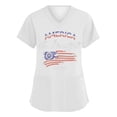 thumbnail image 4 of KDDYLITQ Womens 250th Anniversary Usa Tshirt Freedom Usa Star Stripes Short Sleeve Scrubs Tees Summer American Flag 4th Of July Blouses National Flag Print Floral V Neck Tops White L, 4 of 5